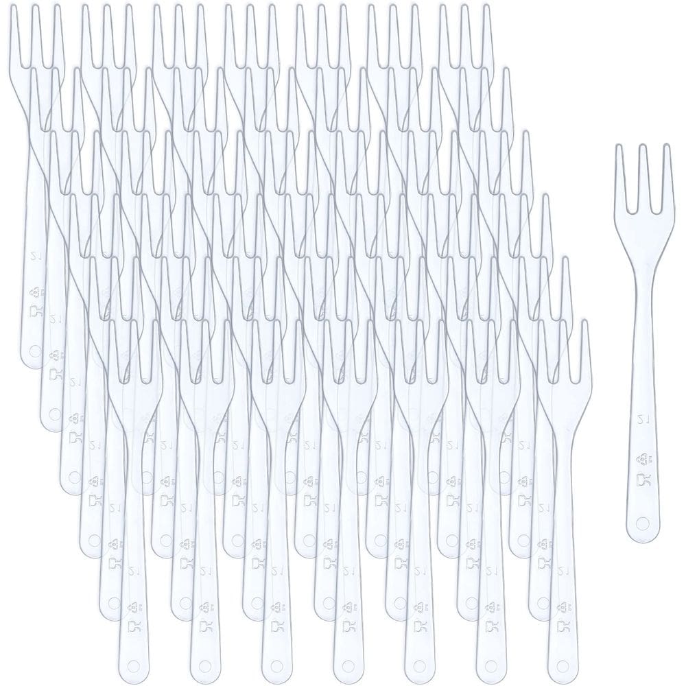 Mini garfos de plástico Skylety 500 unidades 9,5 x 1,5 cm transparentes
