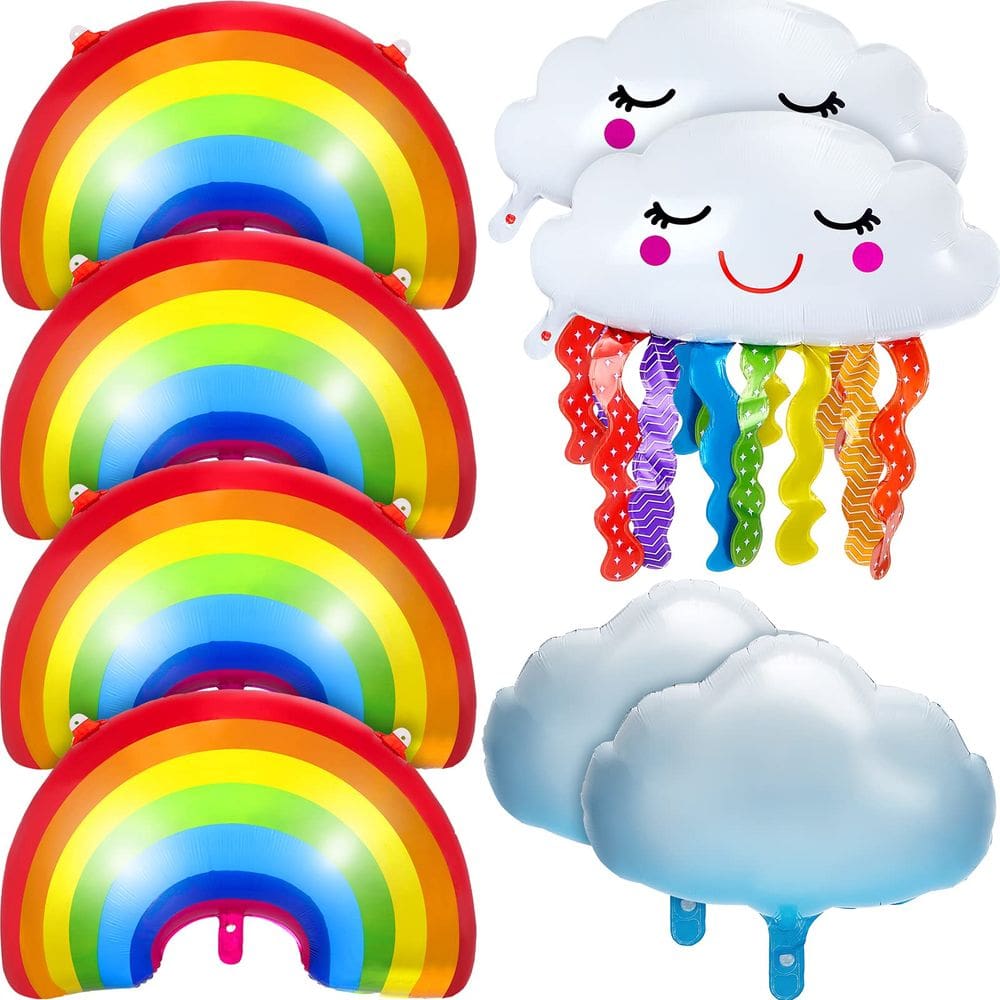 Balão Skylety Rainbow Foil de 8 peças com nuvens de borla