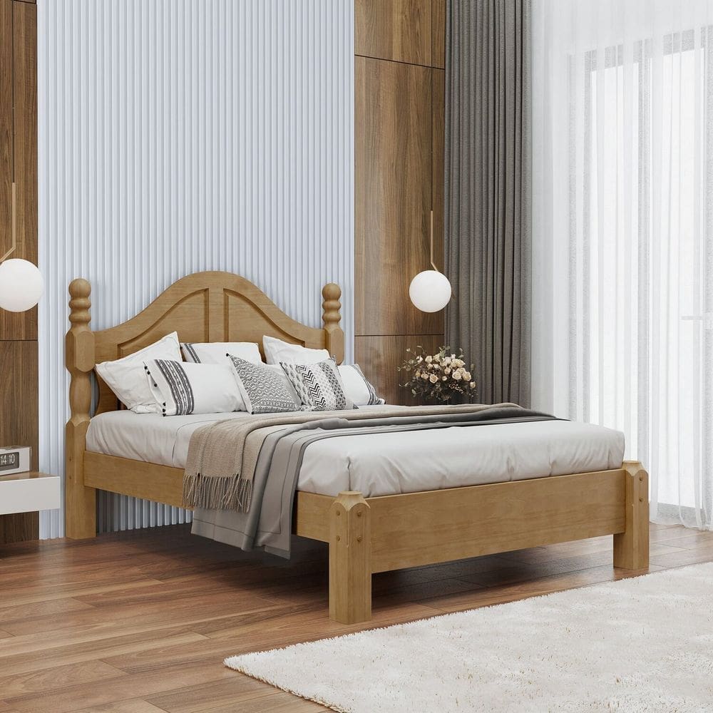Cama Casal Clássica 140cm em Madeira Maciça Ouro Freijó