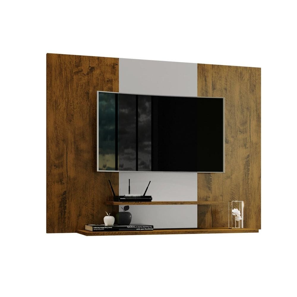 Painel para Tv até 50 Polegadas Suspenso Talento com 2 Prateleiras 91x120cm Canela/Off White