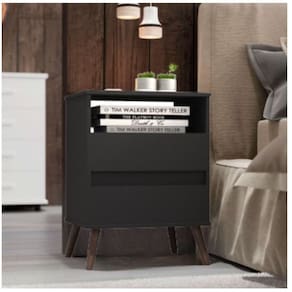 Mesa para Cabeceira com 2 Gaveta e 4 Pés Retrô Paris 67x45cm Preto