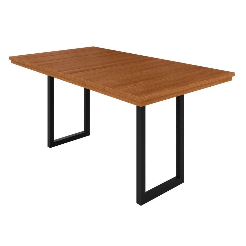 Mesa Madeira Maçiça Ripado 160x90cm Itália Preto/Marrom