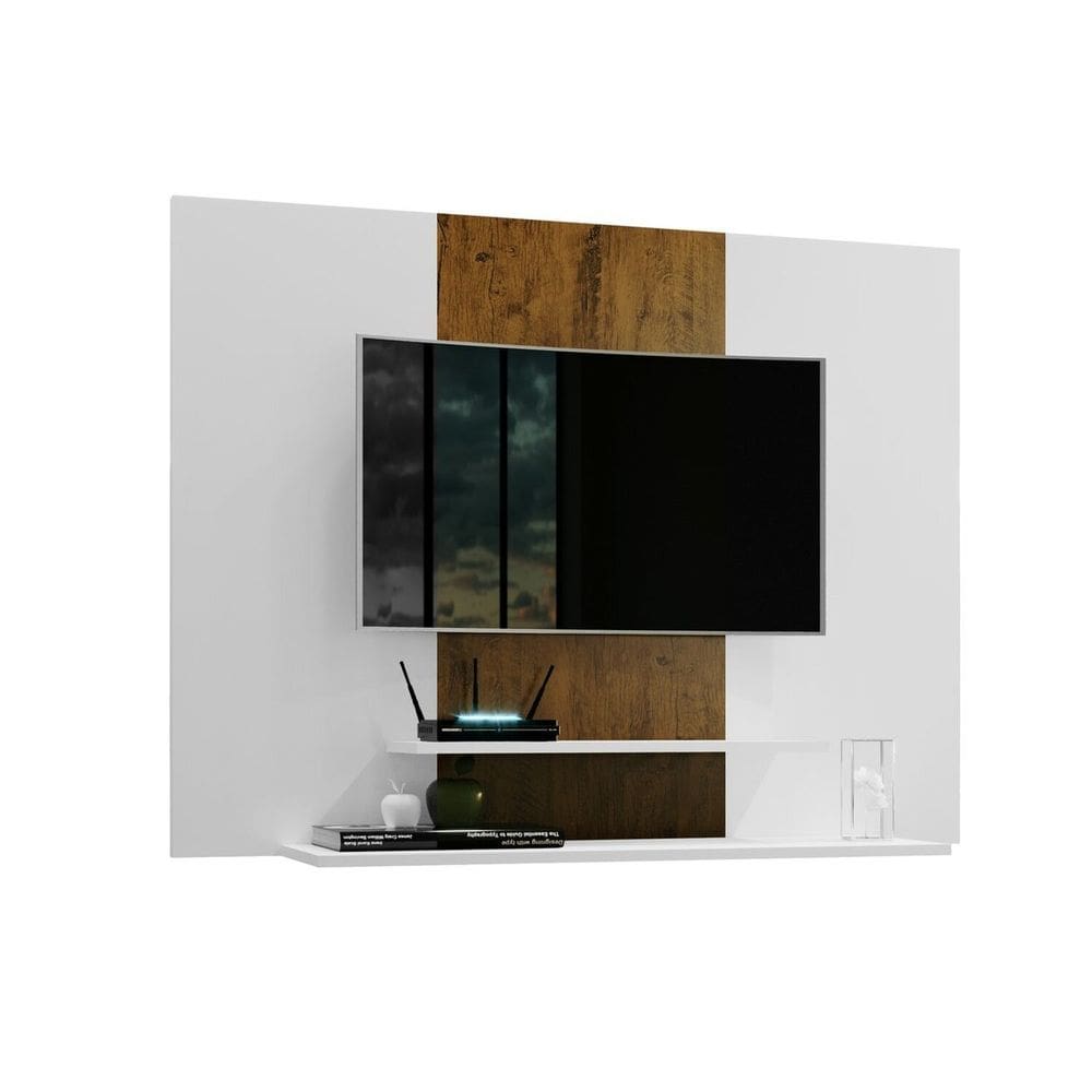 Painel para Tv até 50 Polegadas Suspenso Talento com 2 Prateleiras 91x120cm Branco/ Canela