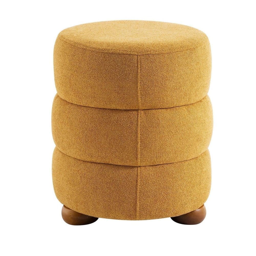 Puff Cherry Boucle 47 Cm X 38 Cm Pés de Madeira Castanho/Gold