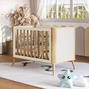Berço Minicama Americano 4 em 1 Luly 100% Mdf Espresso Móveis Off White/Amêndoa