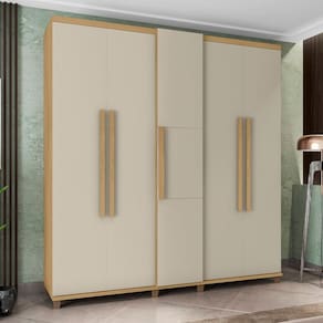 Guarda-roupa Casal 5 Portas 3 Gavetas Munique Cinamomo/Off White