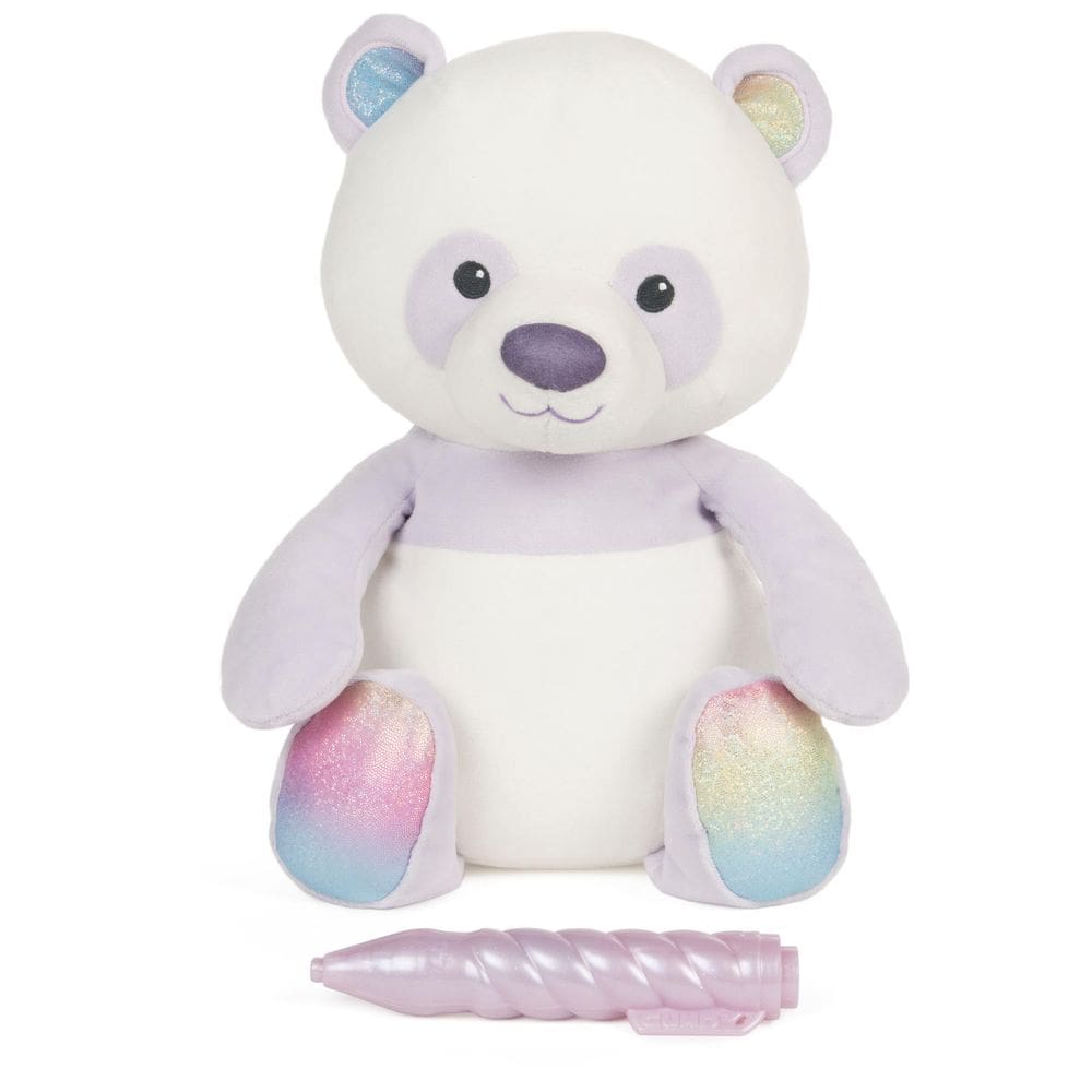Brinquedo de pelúcia Gund Magic Draw e Glow Panda com caneta LED de 28 cm