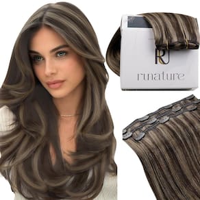 Extensões de cabelo RUNATURE Castanho escuro Cabelo humano real 30cm