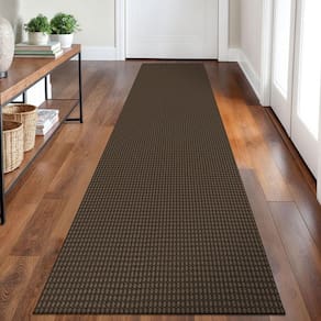 Tapete Runner Ivissy trançado 60x240cm de algodão marrom lavável