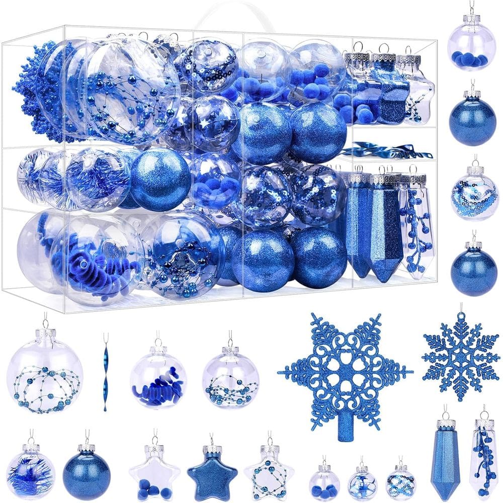 Conjunto de enfeites de bolas de Natal ShareConn 86PCS Blue