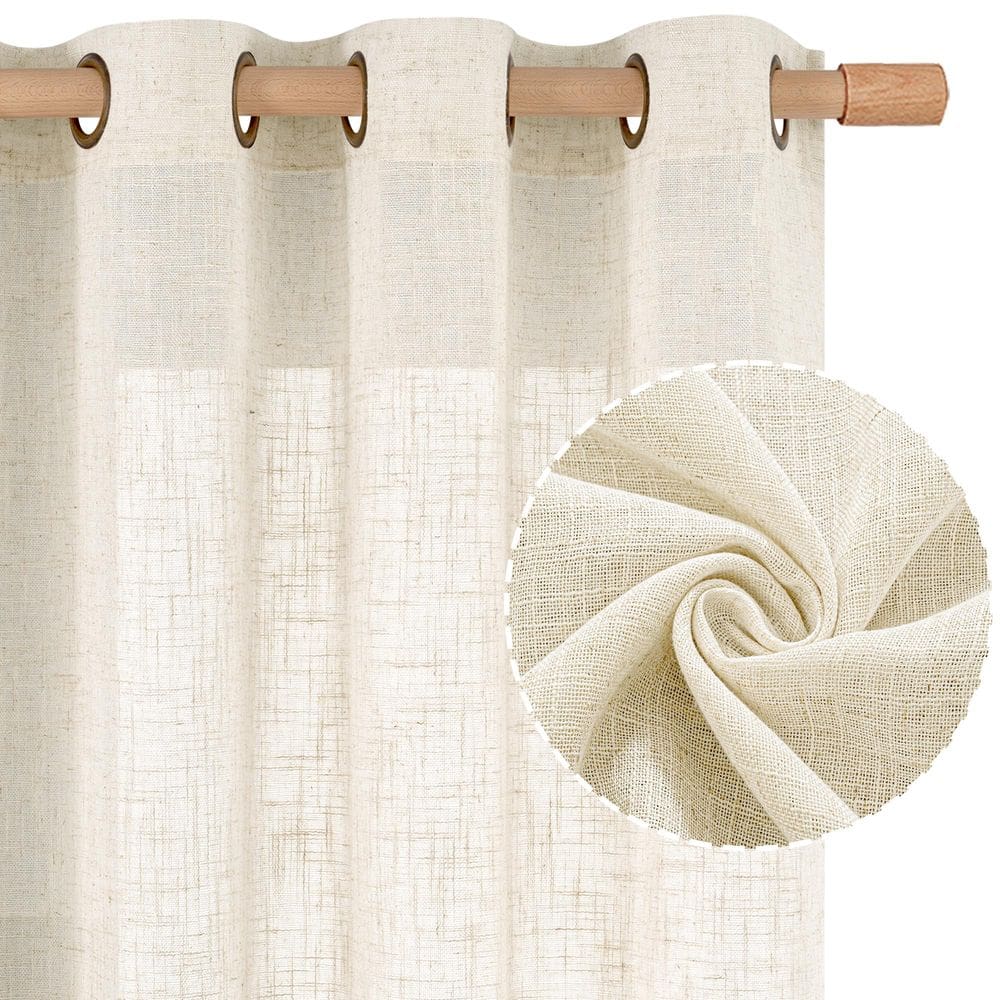 Cortinas LAMIT Natural Cream Ivory Linen 108 cm l x 274 cm l 2 painéis