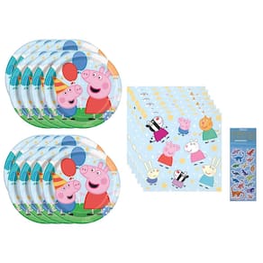 Pacote de suprimentos de festa Peppa Pig Birthday para 16 com pratos