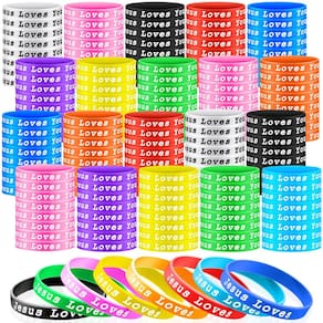 Pulseiras de silicone Skylety Jesus Loves You para crianças (150 unidades)