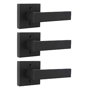 Maçanetas de porta Probrico Matte Black Square French, pacote com 3