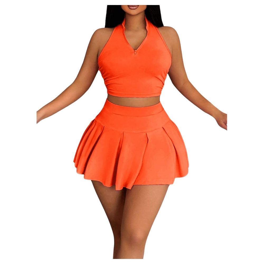 Roupa feminina SOLY HUX de verão, 2 peças, laranja, tamanho L