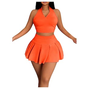 Roupa feminina SOLY HUX de verão, 2 peças, laranja, tamanho L