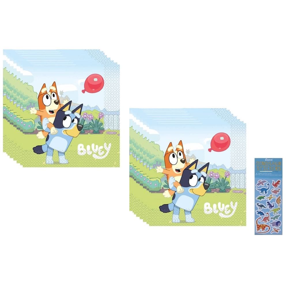 Pacote de suprimentos para festas Bluey Dog Birthday com 32 guardanapos