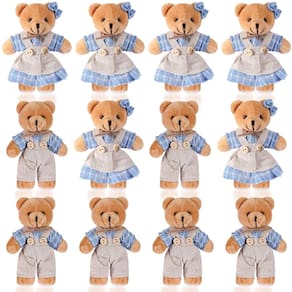 Animais de pelúcia Skylety Mini Bear com roupas de estopa, 10 cm, 12 unidades