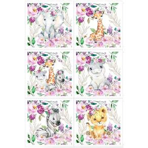 Conjunto de painéis de tecido UNIQUE Safari Violet Flowers (6 painéis)