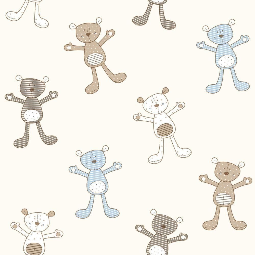 Papel De Parede Fofura Baby Ursinhos Marrom E Azul Ff4050