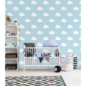 Papel De Parede Fofura Baby Nuvens Fundo Azul Ff4013