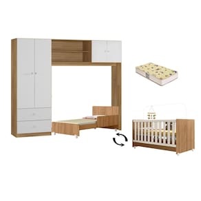 Conjugado Ternura com Berço Mini Cama Encanto e Colchão Nature/Branco- Peternella