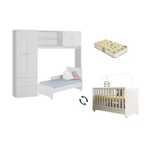 Conjugado Ternura com Berço Mini Cama Encanto e Colchão Branco - Peternella