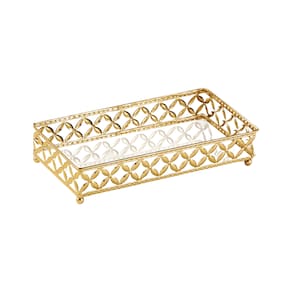 Bandeja Espelhada Retangular Em Metal Mart 24x12cm