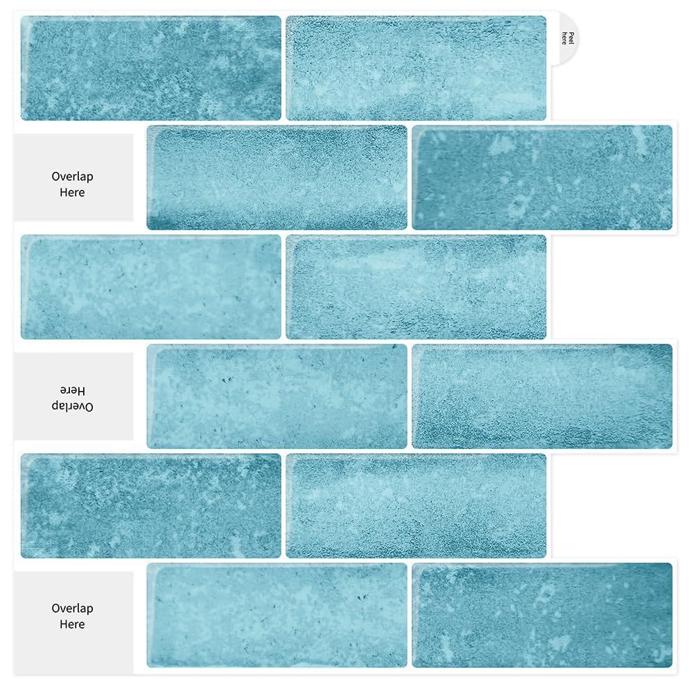 Azulejo Backsplash Artemuro 12x12cm 3D autoadesivo azul celeste