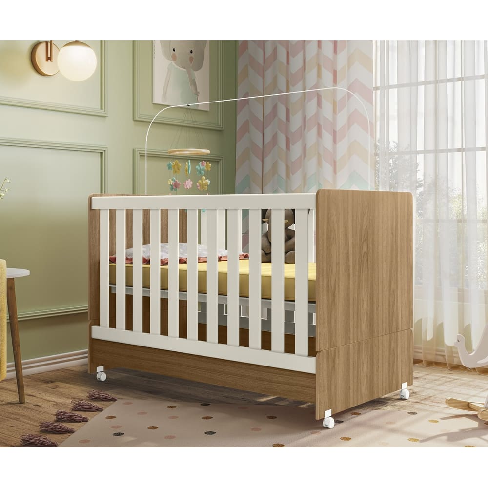 Berço Mini Cama Encanto com Kit Rodizio Nature - Peternella