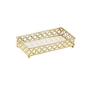 Bandeja Espelhada Retangular Em Metal Mart 18x9cm