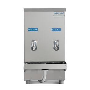 Bebedouro Purificador Industrial Blue Bancada 2 Torneiras Natural E Gelada 20L PIB20L220VN-2T Inox 220V