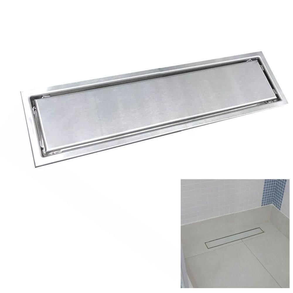 Ralo Oculto Linear 30cm Invisivel Aço Inox Anti Odor Anti Inseto Banheiro Lavabo Resistente Seguro Higienico