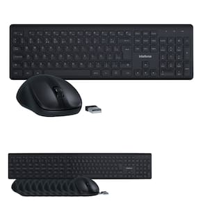 Kit Teclado e Mouse Intelbras CSI50 Sem Fio Preto - 10 Unidades