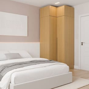 Guarda-roupa Modulado de Canto 2 Peças 4 Portas Jade Cabecasa Madeiramadeira Avelã