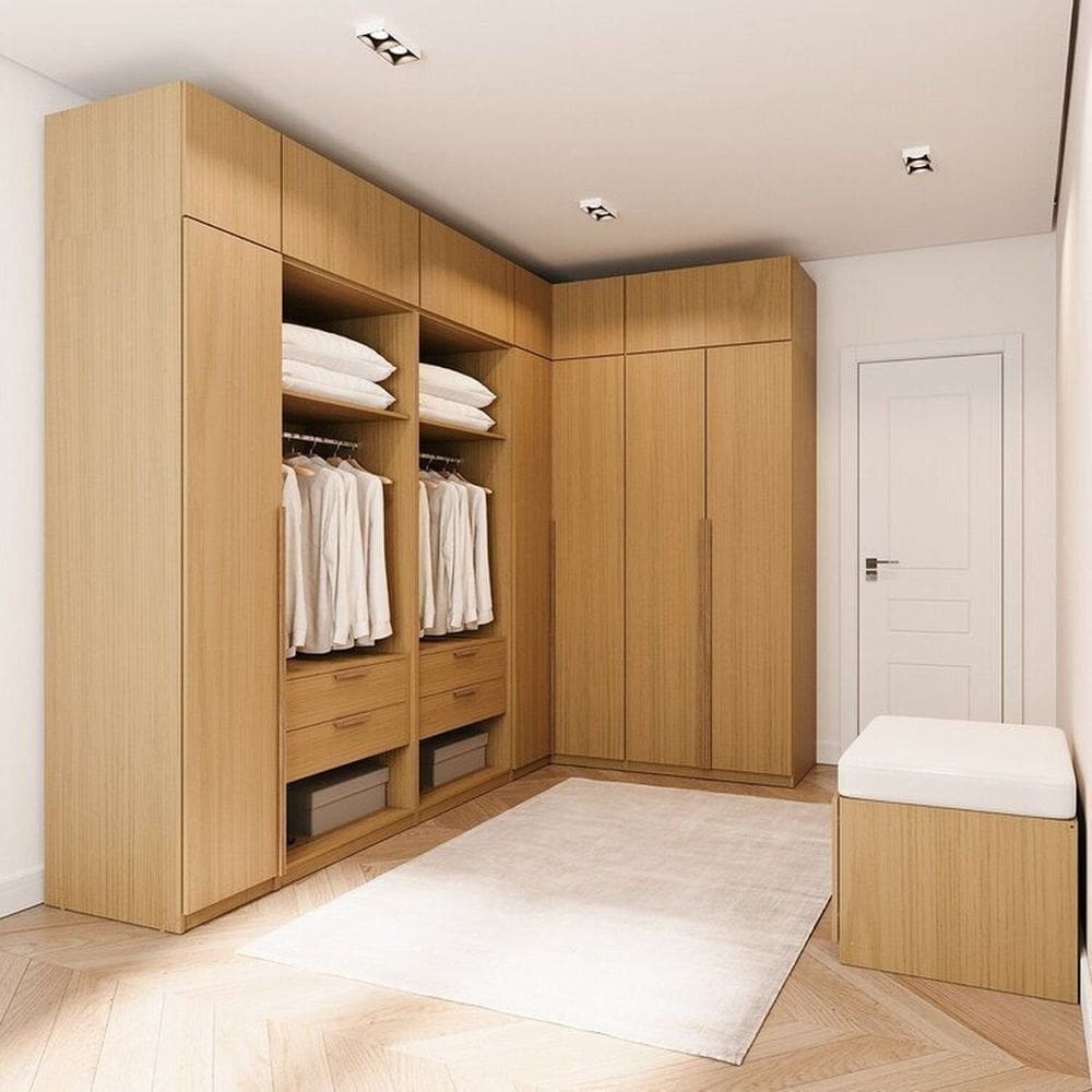 Guarda-roupa Modulado de Canto 10 Peças 14 Portas Jade Cabecasa Madeiramadeira Avelã