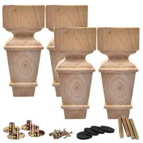 Pernas de móveis La Vane Wooden, geometria esculpida de 18 cm, conjunto de 4