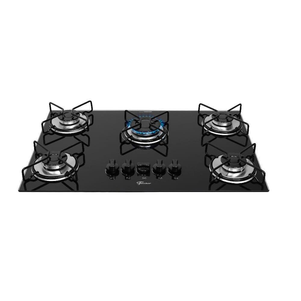 Cooktop a Gás Fischer 5 Bocas Fit Line Preto – Bivolt