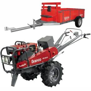 Microtrator Diesel Branco BTD18.0E 17,4HP Com Carreta Agricola 1000kg