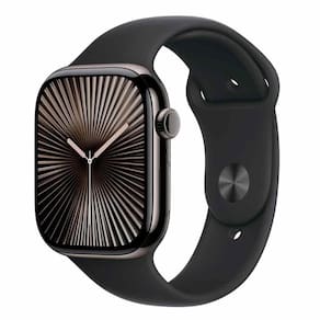 Apple Watch Series 10 (GPS + Cellular 46 mm) Caixa de Titânio Ardósia, Pulseira Esportiva Preta M/G