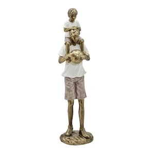 Figura Decorativa Estatueta Pai E Filho Futebol 28 X 7 X 7 Cm