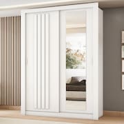 Guarda Roupa Solteiro 2 Portas Darvi c/ Espelho Direito Carraro Branco