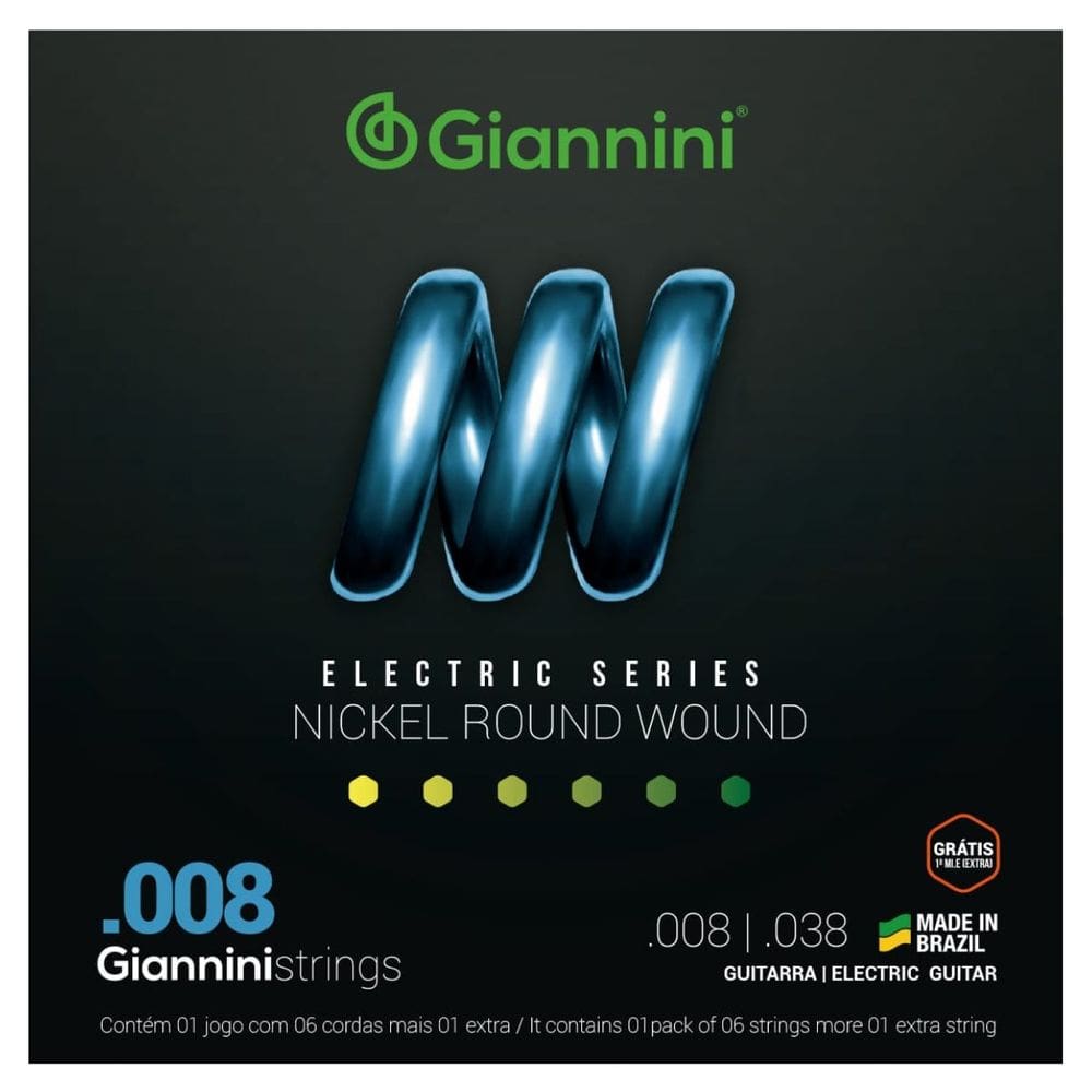 Encordoamento Guitarra Giannini Electric GEEGST08 Nickel .008”