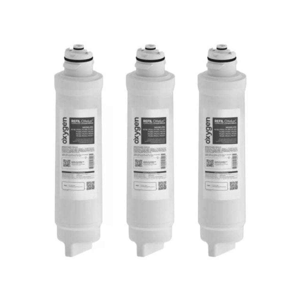 Kit 3 Refil Filtro Compatível Purificador Electrolux PE12, PE11X, PE11B, PC41B, PC41X, PH41B, PH41X, PA21G, PA26G, PA31G