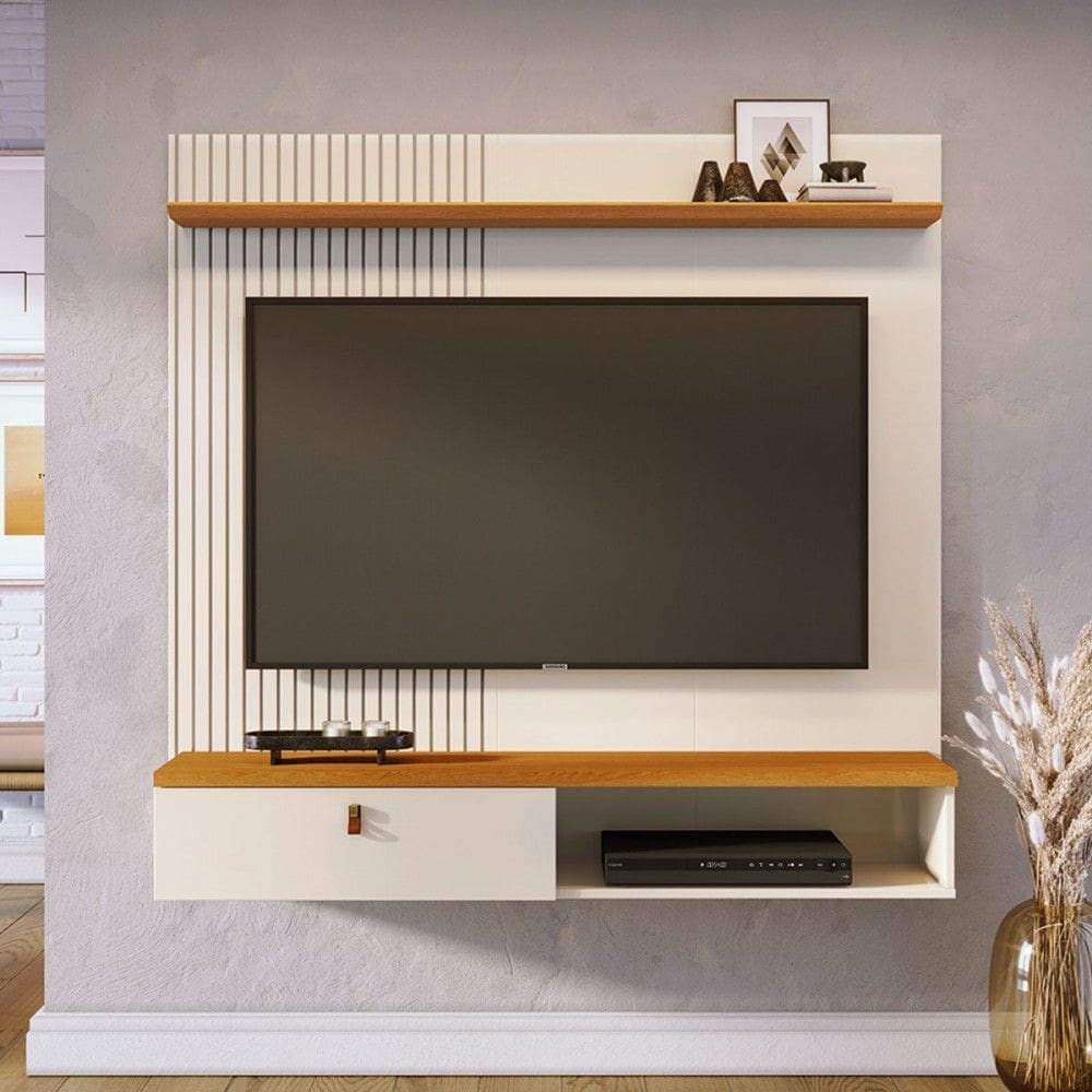 Painel para TV Até 55 Polegadas Iris 1 Porta Cinamomo/Off White - Madetec