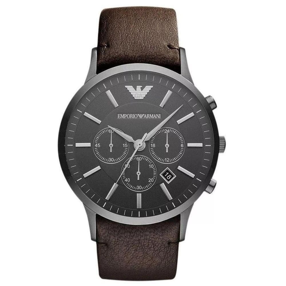 Relógio Empório Armani Masculino Em Couro Preto Ar2462