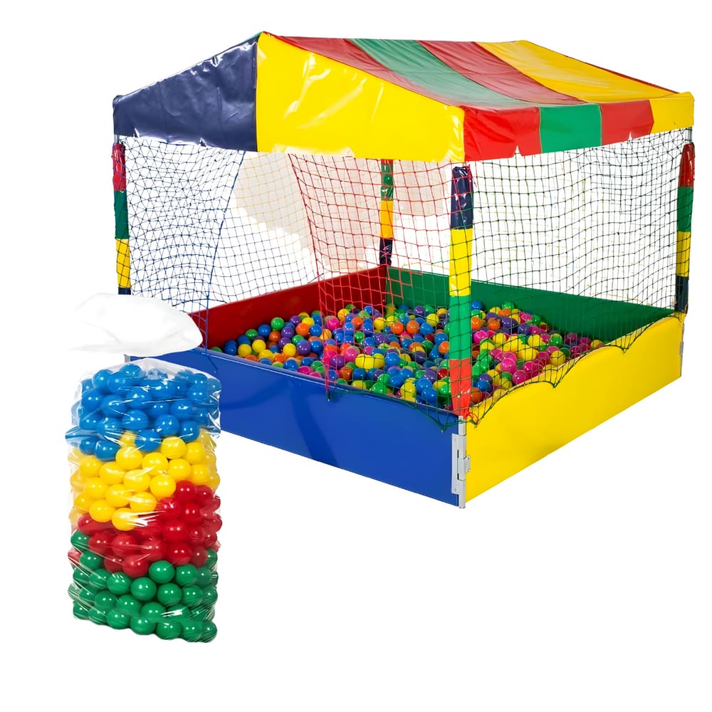 Kit Piscina de Bolinhas Quadrada 1,00m Premium + 500 Bolinhas
