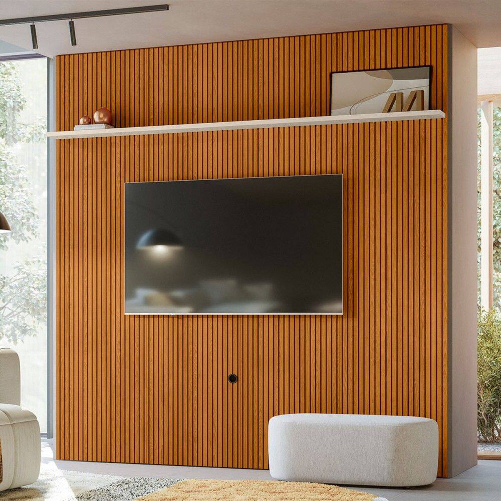 Painel para TV Até 75 Polegadas New Guaporé 1 Prateleira Cinamomo/Off White - Madetec