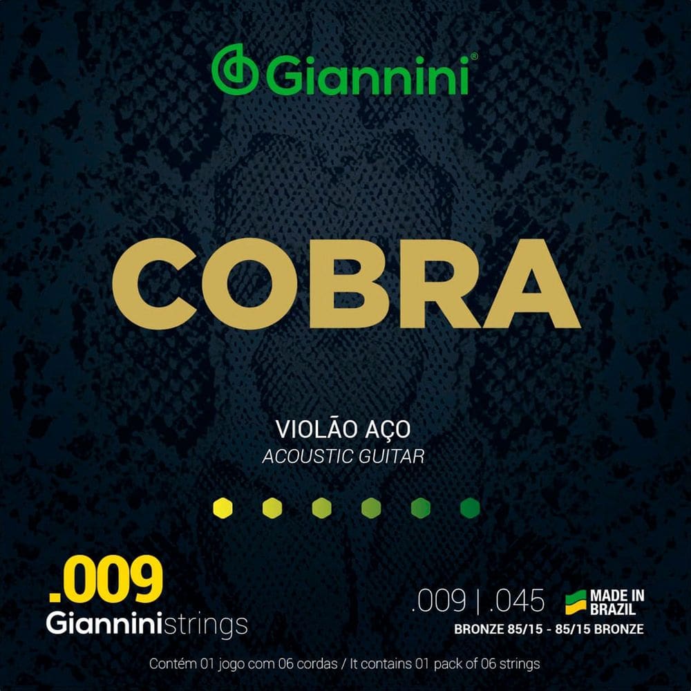 Encordoamento Corda Violão Aço Giannini Cobra Bronze 0.9