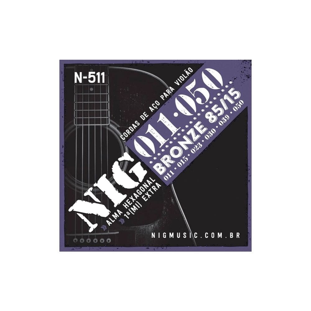 Encordoamento Corda Violão Aço Nig Bronze Alma Hexagonal 011
